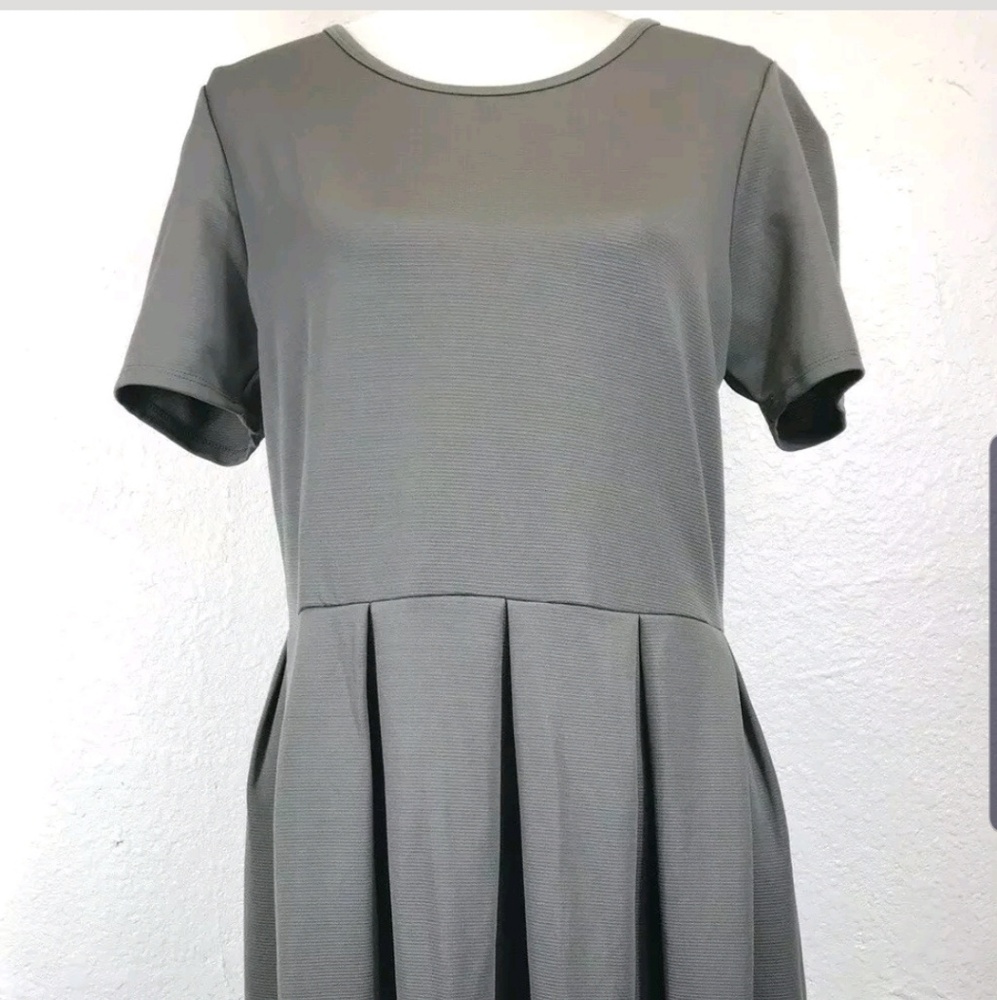 LuLaRoe Amelia Dress Pockets Waist Zipper Gray 2XL